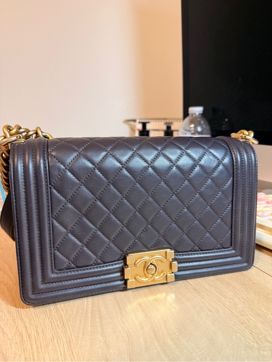 CHANEL Handbags - CHANEL Leboy Shoulder Bag in dark purple with Gold Hardware